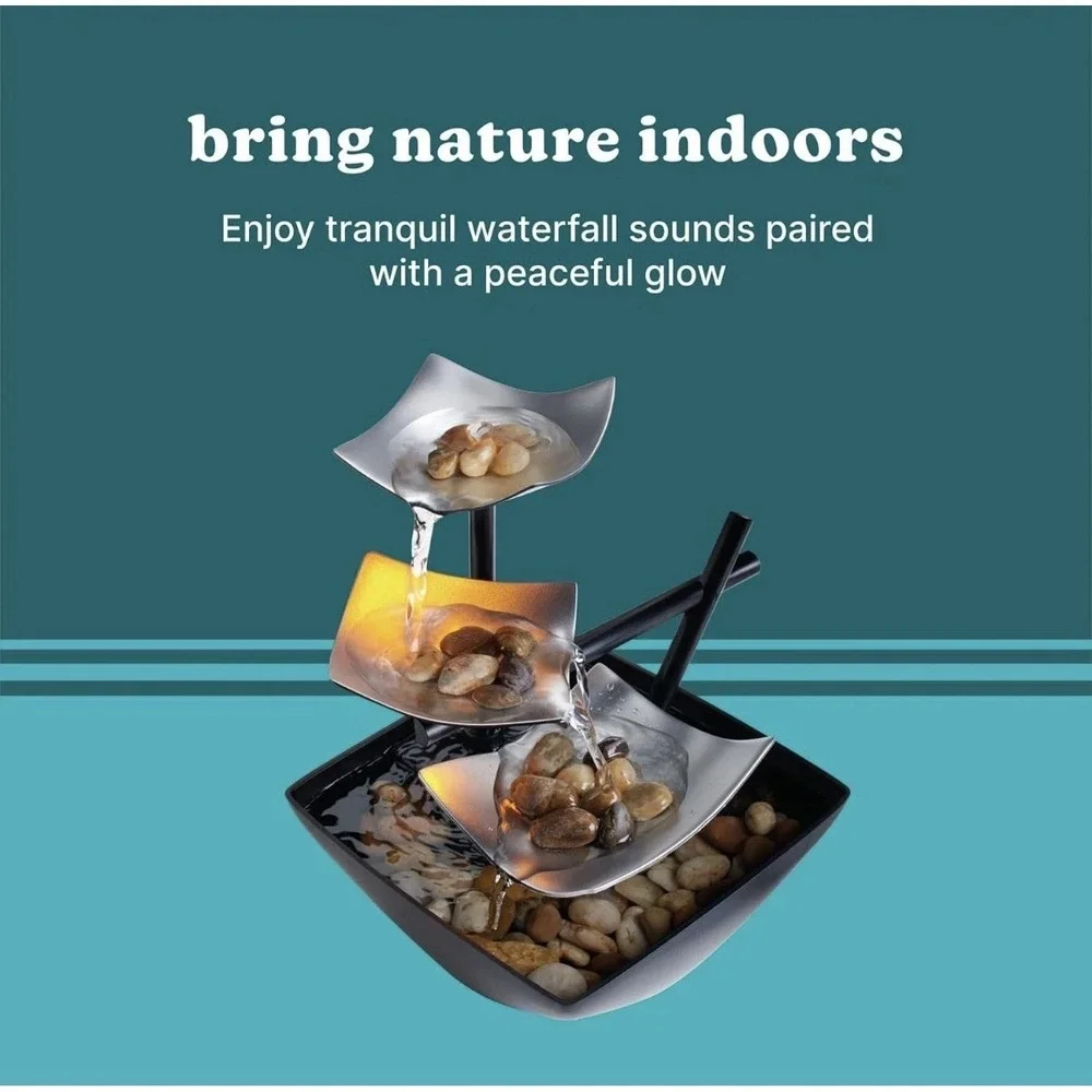 NIB HoMedics Silver Springs Envira Scape Illuminated Zen Relaxation Fountain 747
